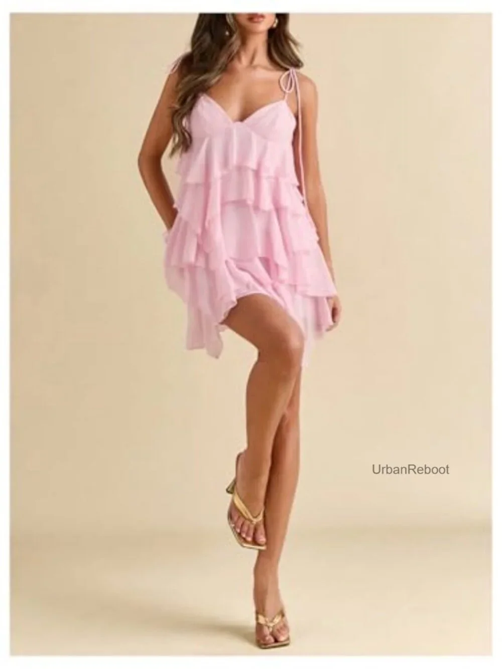 Ruffled Mini Dress Sleeveless V-Neck Cocktail Sundress